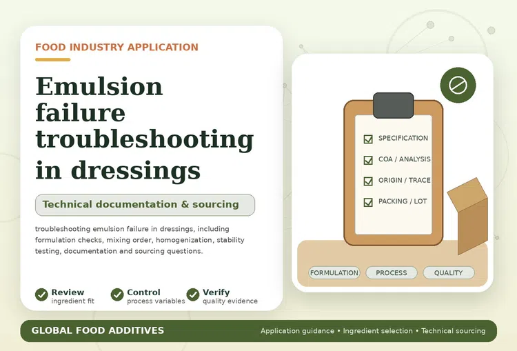 Emulsion failure troubleshooting in dressings food industry application illustration