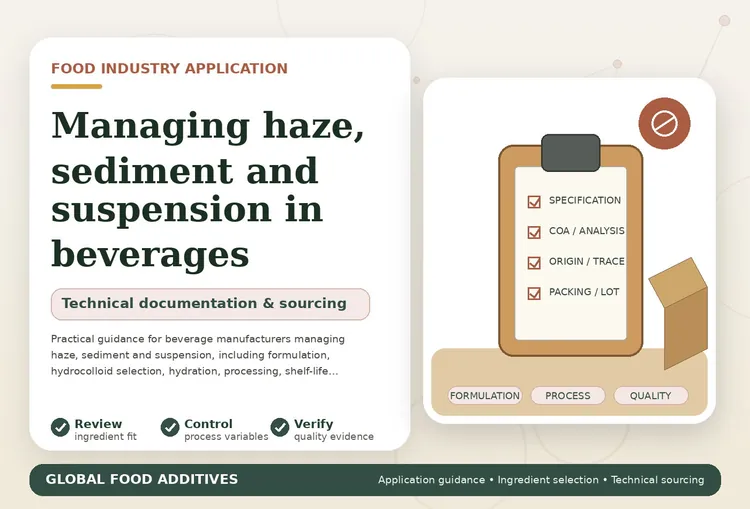 Managing haze, sediment and particle suspension in beverage formulations