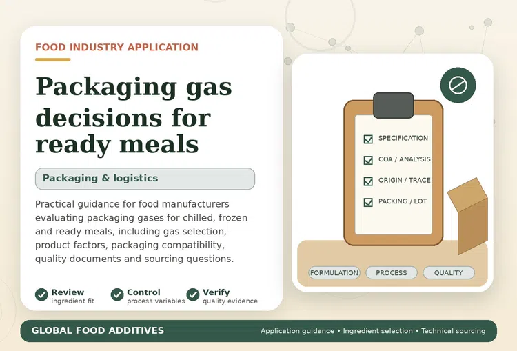Packaging gas selection for chilled, frozen and ready meals